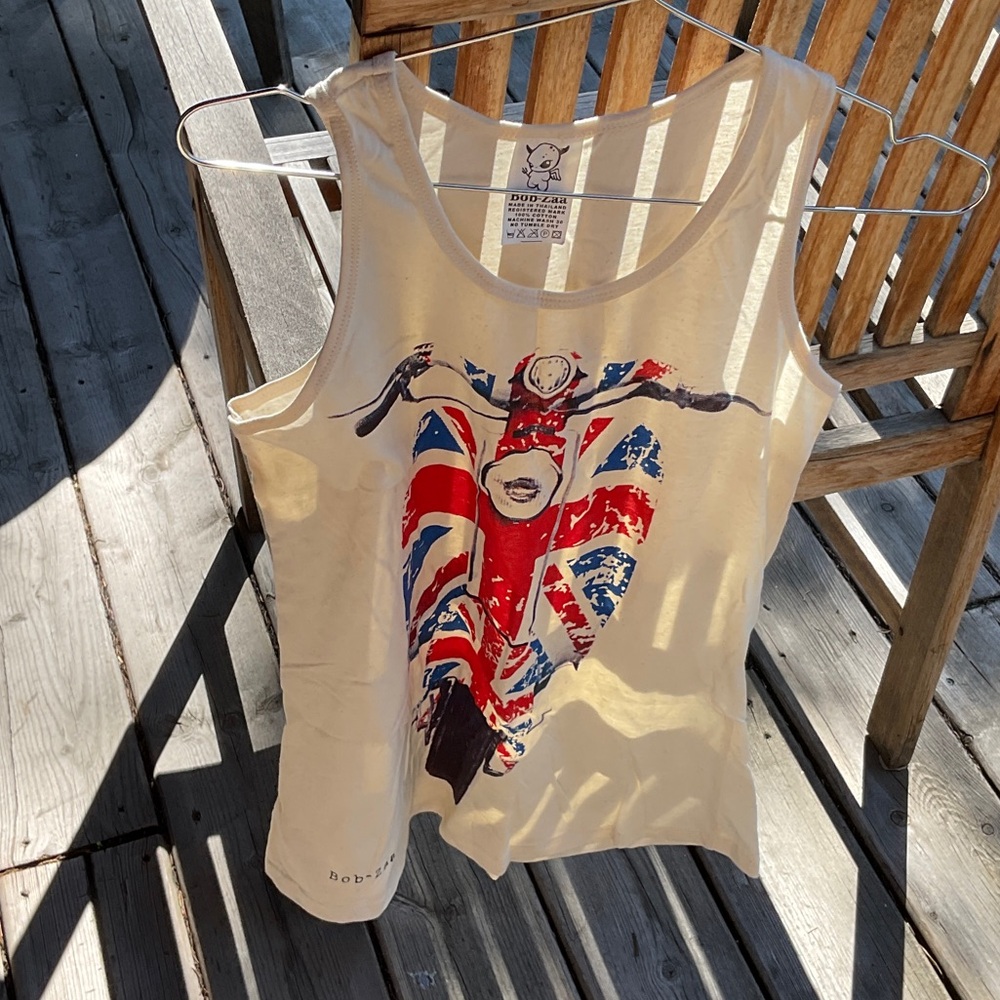 Cream Graphic Tank Top